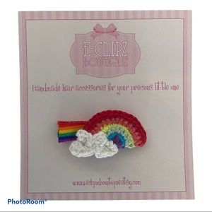New handmade crochet Rainbow 🌈 girls hair clip